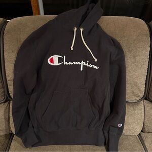 VTG 70s Champion L Reverse Weave Warm Up Hoodie Heavy Embroidered Pullover